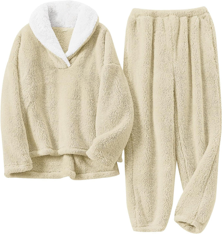 Fluffy Pajama Set for Women - CozyPlush-White-S-Nora Luxe