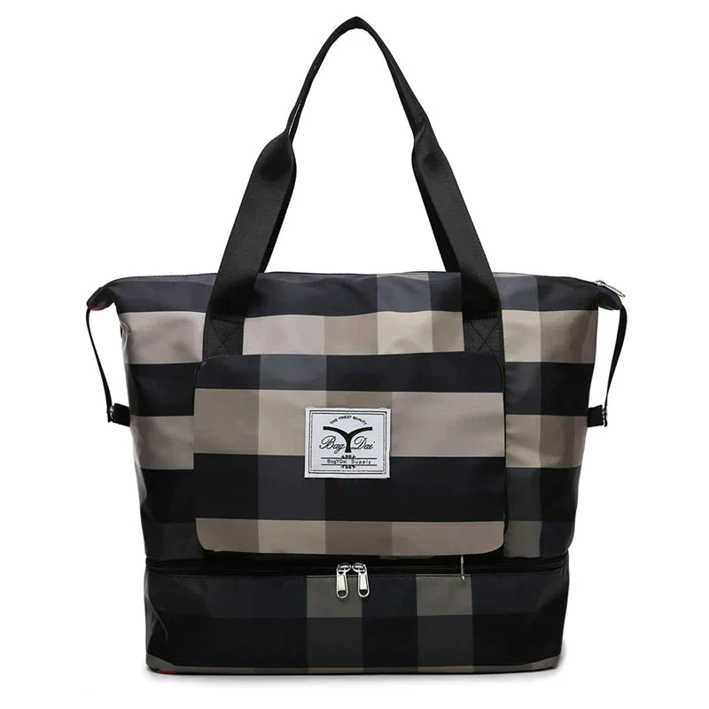 Foldable Travel Bag - FlexiCarry-Black & White-Nora Luxe