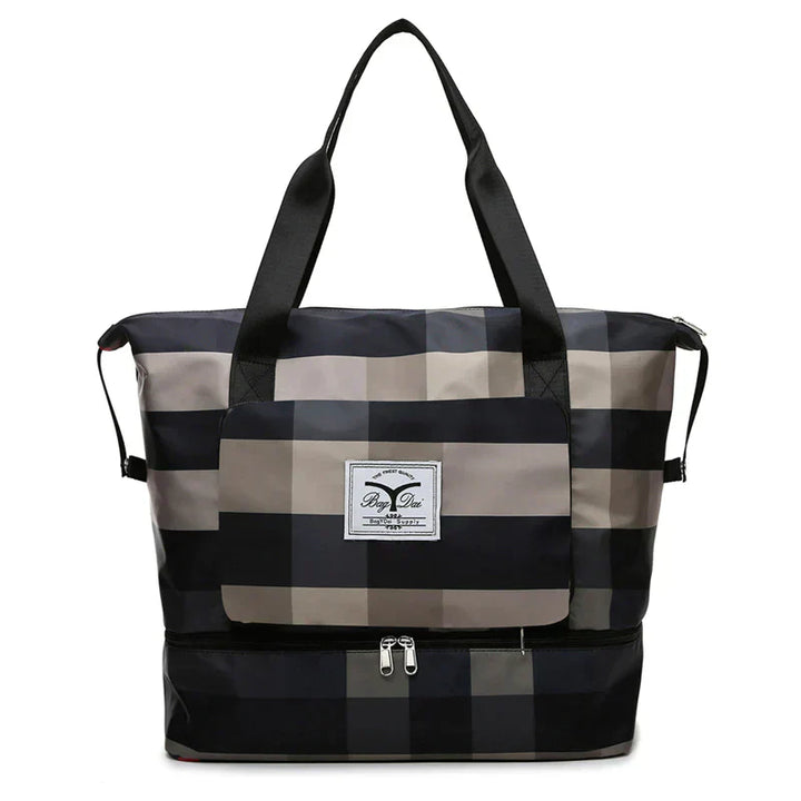Foldable Travel Bag - FlexiCarry-Black & White-Nora Luxe