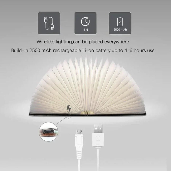 Folding Book Lamp with Warm LED Lighting - StoryGlow-The Livary