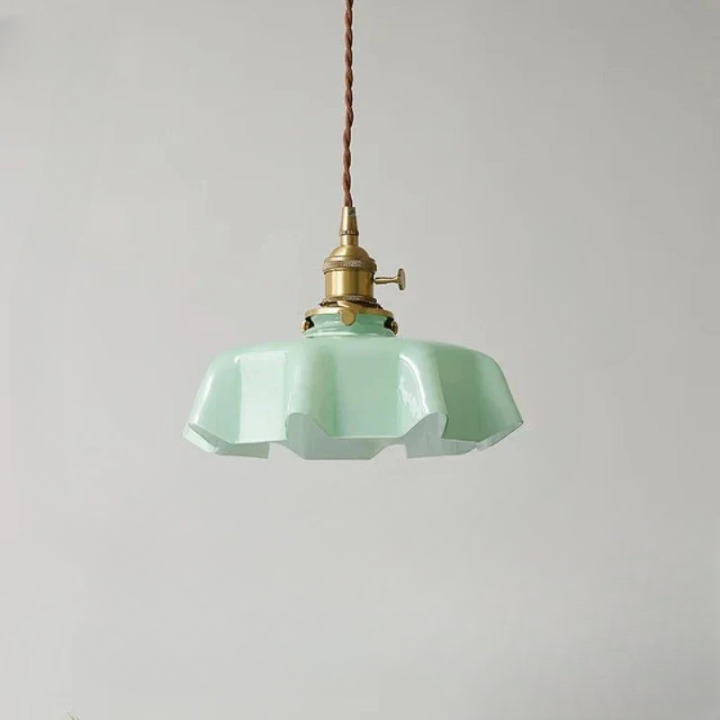 French Brass Hanging Lamp - BrassChic-Green-Warm White-Nora Luxe