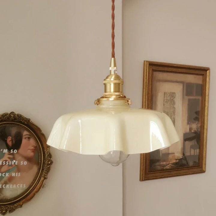 French Brass Hanging Lamp - BrassChic-Room yellow-Warm White-Nora Luxe