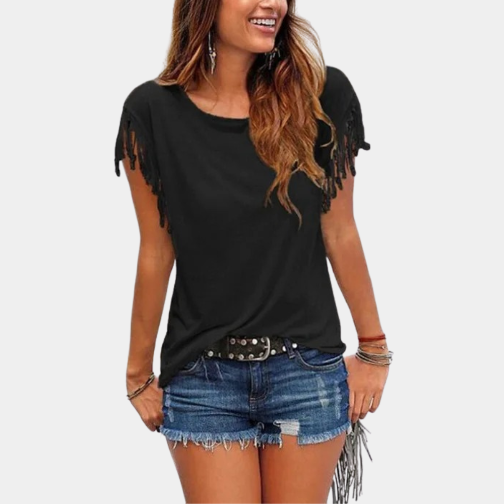 French summer T-shirt with a relaxed fit – Mila-Black-S-Nora Luxe