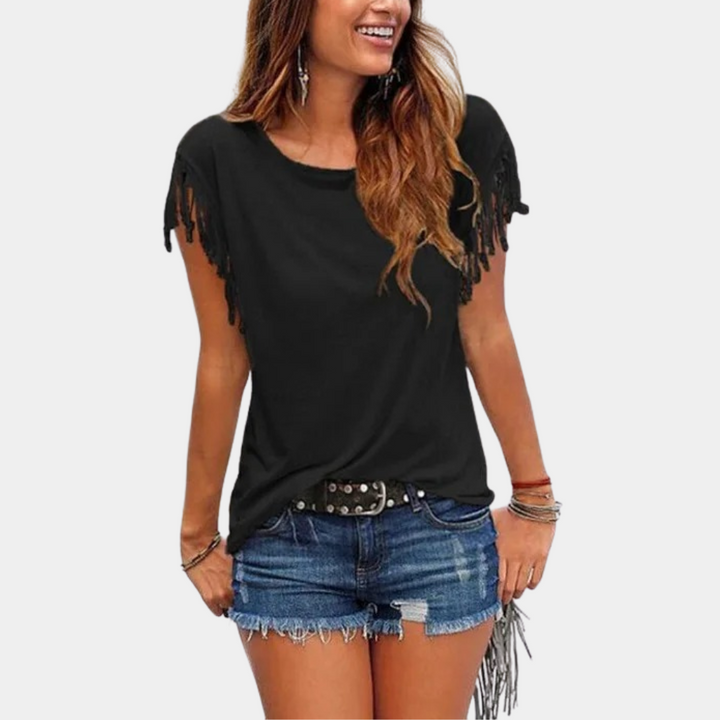 French summer T-shirt with a relaxed fit – Mila-Black-S-Nora Luxe