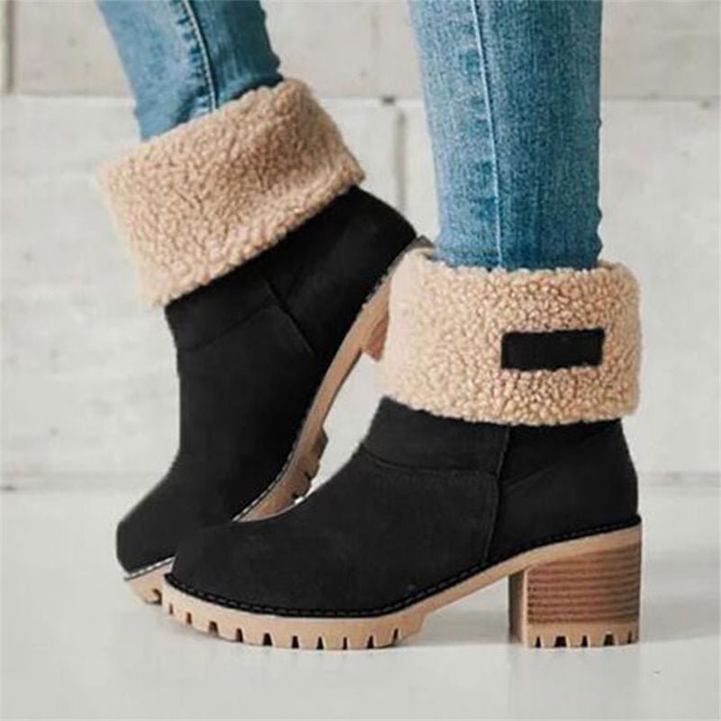 FrostStep Winter Boots | Insulated Winter Ankle Boots with Heel for Women-Black-6-Nora Luxe