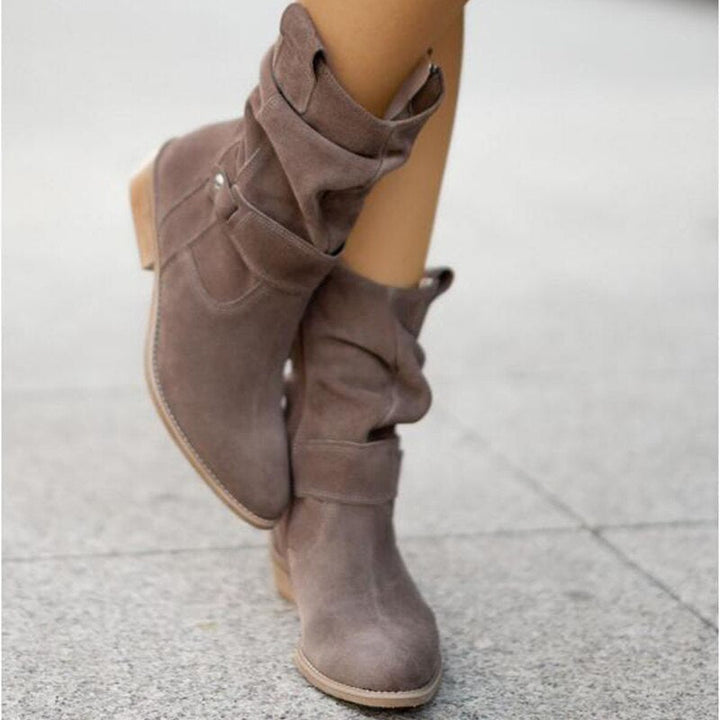 FrostStyle Boot | Stylish Mid-Calf Winter Boots for Women-Brown/grey-3-Nora Luxe