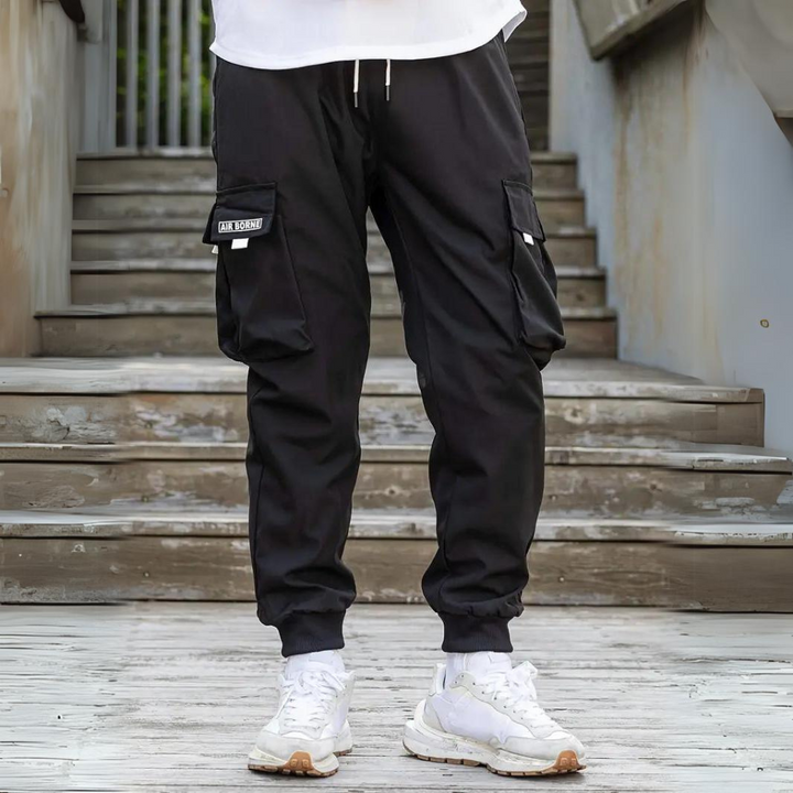 Functional Cargo Trousers with Drawstring - Maxwell-Black-S-Nora Luxe