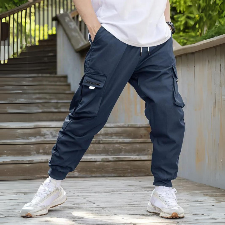 Functional Cargo Trousers with Drawstring - Maxwell-Blue-S-Nora Luxe