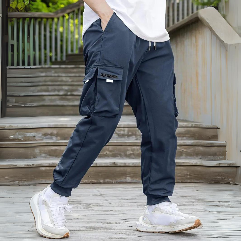 Functional Cargo Trousers with Drawstring - Maxwell-Blue-S-Nora Luxe