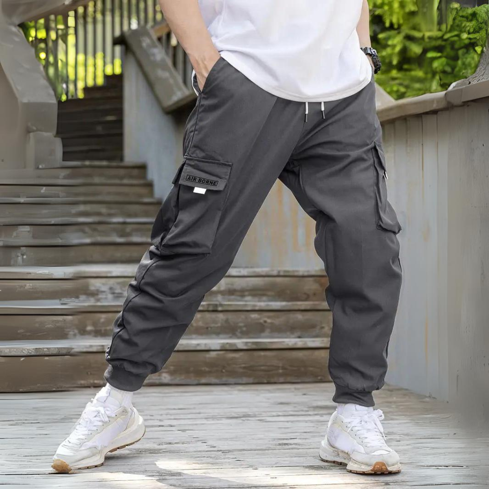 Functional Cargo Trousers with Drawstring - Maxwell-Dark Gray-S-Nora Luxe