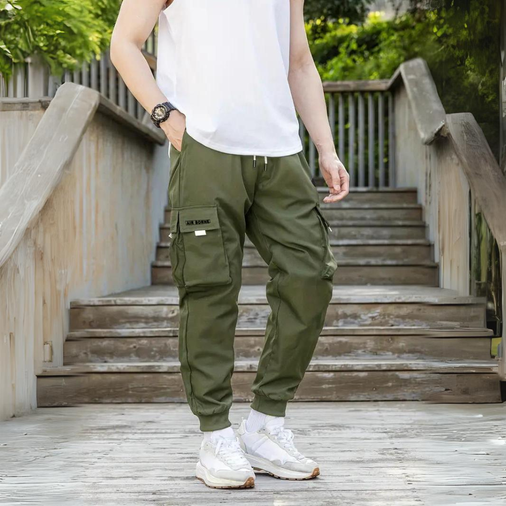 Functional Cargo Trousers with Drawstring - Maxwell-Olive Green-S-Nora Luxe