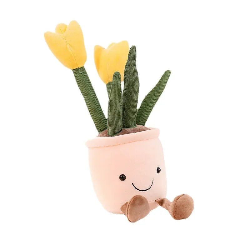 Funny Flower Cuddle - BloomBuddy-Yellow Tulip-Nora Luxe