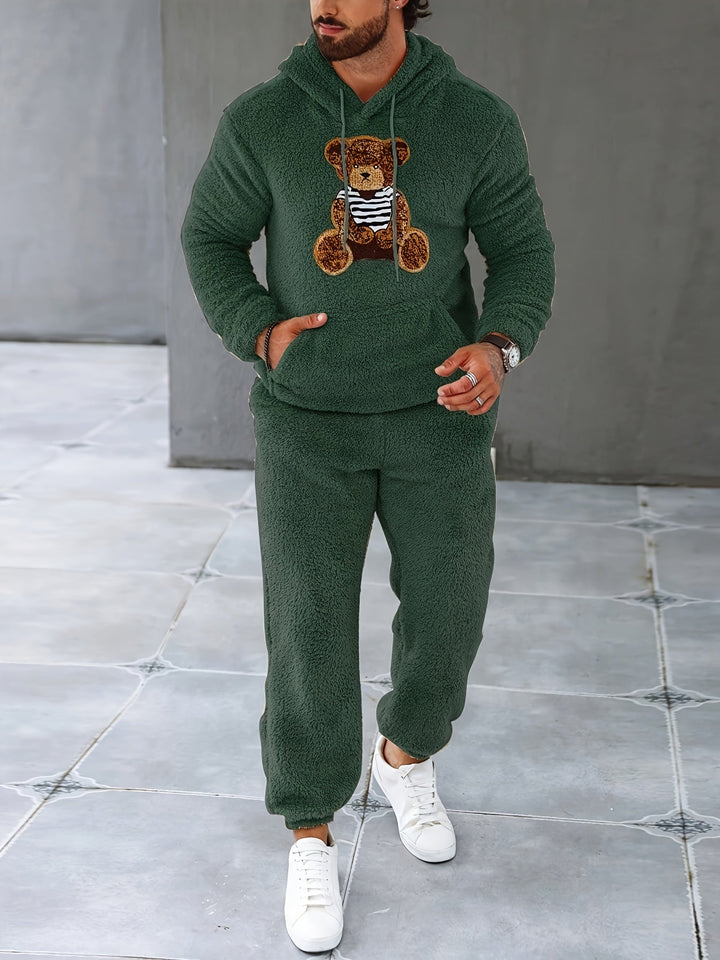 Fuzzy Fleece Two-Piece Outfit Set - Logan-Dark green-S-Nora Luxe
