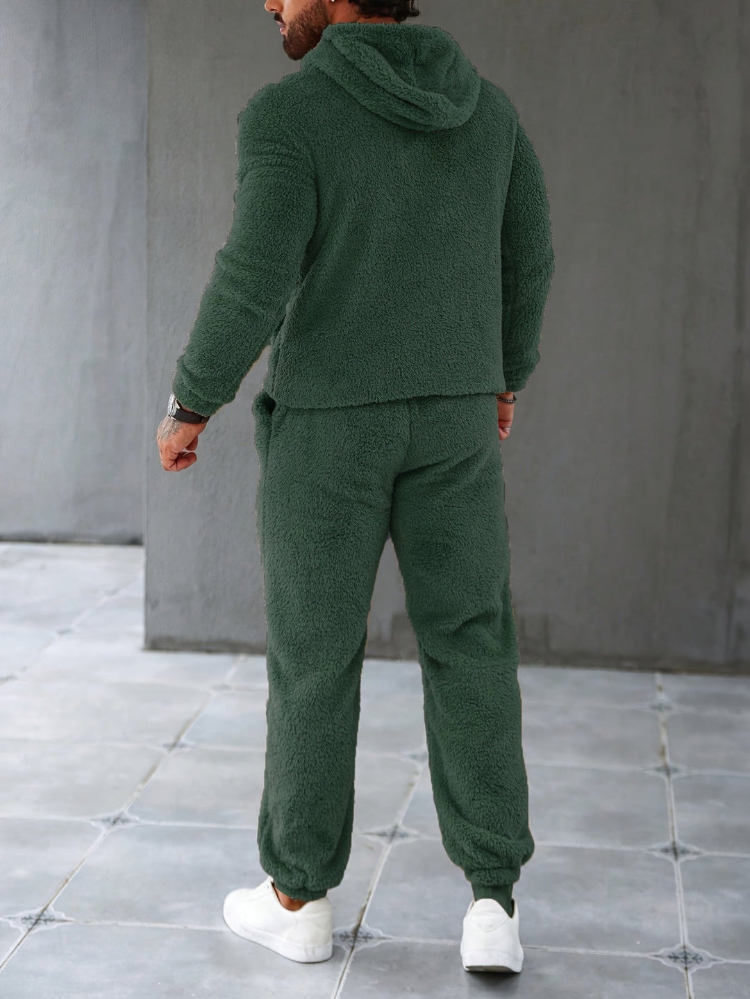 Fuzzy Fleece Two-Piece Outfit Set - Logan-Dark green-S-Nora Luxe