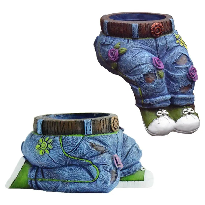 Gardener Resin Succulent Pot Sculpture - GardenBuddy-Kneeling jeans-Nora Luxe