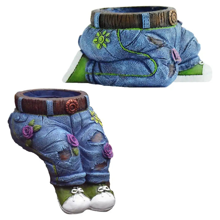 Gardener Resin Succulent Pot Sculpture - GardenBuddy-Kneeling jeans-Nora Luxe