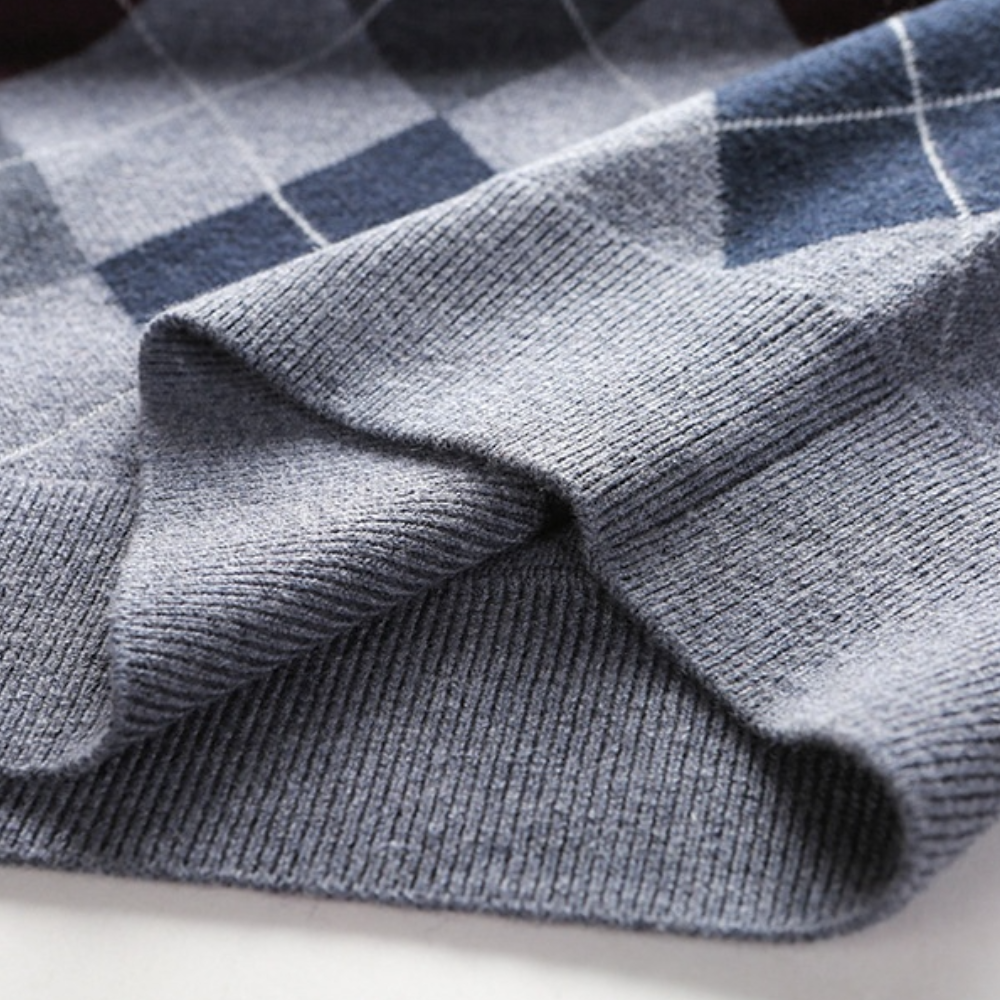 Gentlemen's Spencer with Stylish Argyle Pattern - Felix-Dark gray-S-Nora Luxe