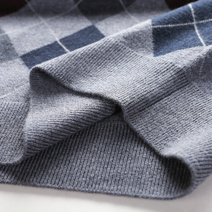 Gentlemen's Spencer with Stylish Argyle Pattern - Felix-Dark gray-S-Nora Luxe