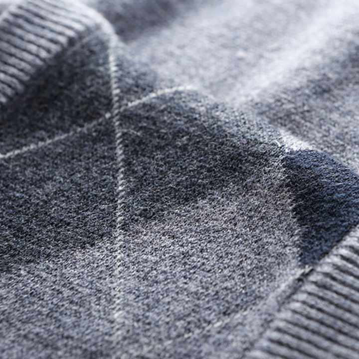 Gentlemen's Spencer with Stylish Argyle Pattern - Felix-Dark gray-S-Nora Luxe
