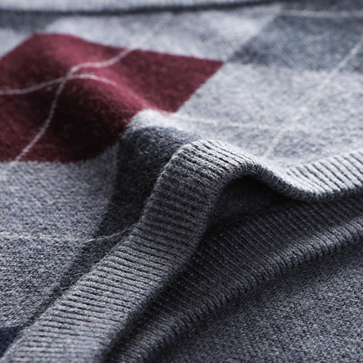 Gentlemen's Spencer with Stylish Argyle Pattern - Felix-Dark gray-S-Nora Luxe
