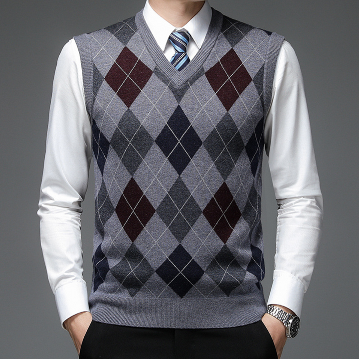 Gentlemen's Spencer with Stylish Argyle Pattern - Felix-Gray-S-Nora Luxe