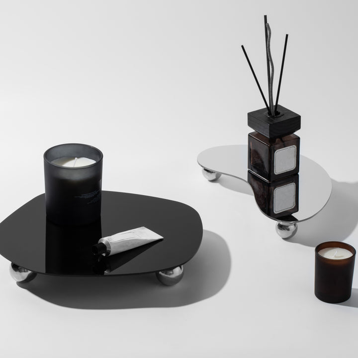 Geometric acrylic tray - For candles and fragrance sticks - Aurelia-Black-Nora Luxe