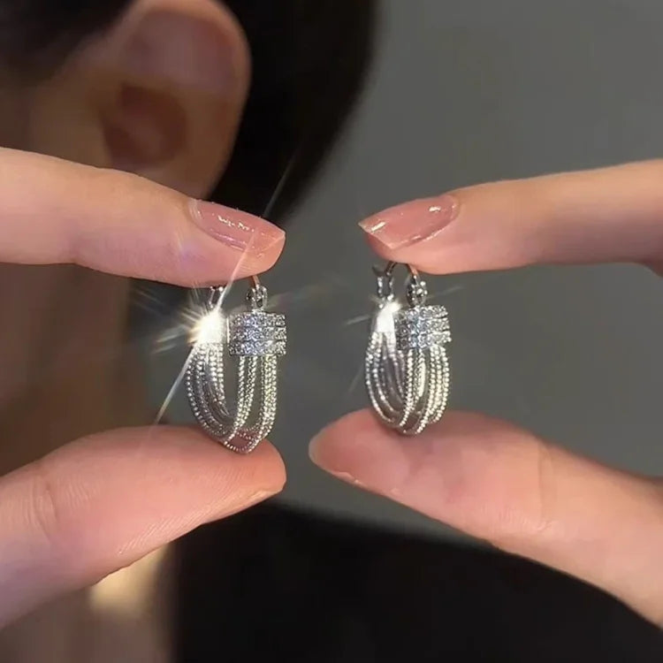 Geometric Stud Earrings - Aria-Silver-Nora Luxe