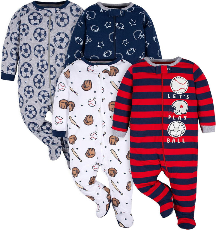 Gerber Baby Sleep & Play Pajamas for Boys with Footies-C-0–3 months-Nora Luxe
