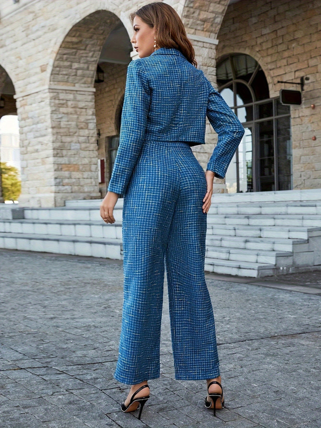 Gingham Tweed Set with High Waist - Camille-S-Nora Luxe