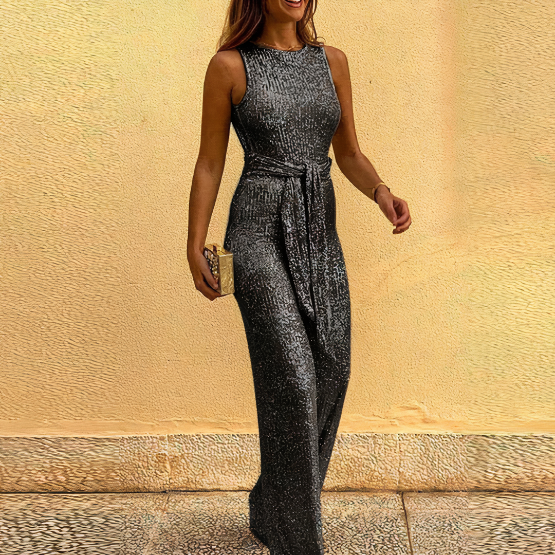 Glamorous Glitter Jumpsuit - Celeste-Black-S-Nora Luxe