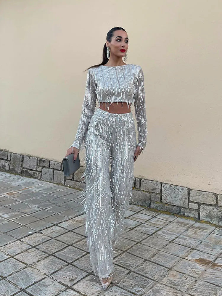 Glamorous Sequin Two-Piece for Women – Celina-Beige-S-Nora Luxe