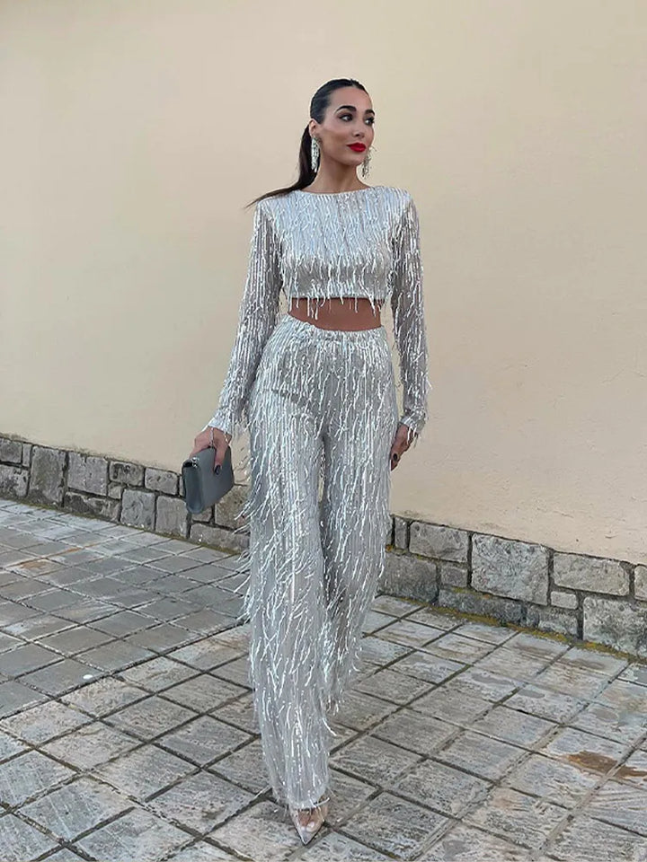 Glamorous Sequin Two-Piece for Women – Celina-Beige-S-Nora Luxe