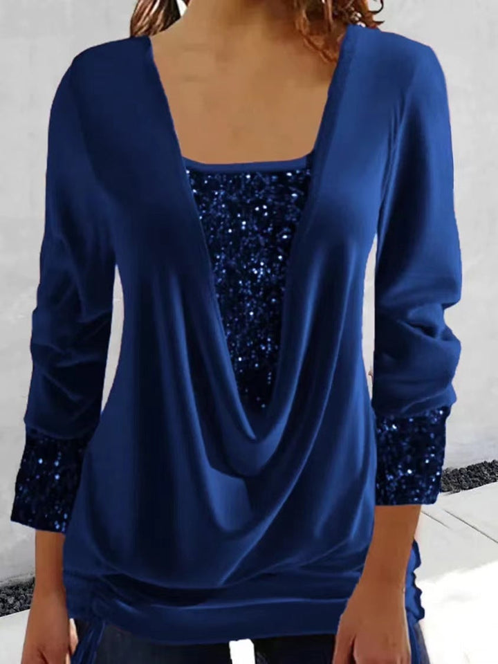 Glamour and Comfortable Sparkle Top - Luna-Red-S-Nora Luxe
