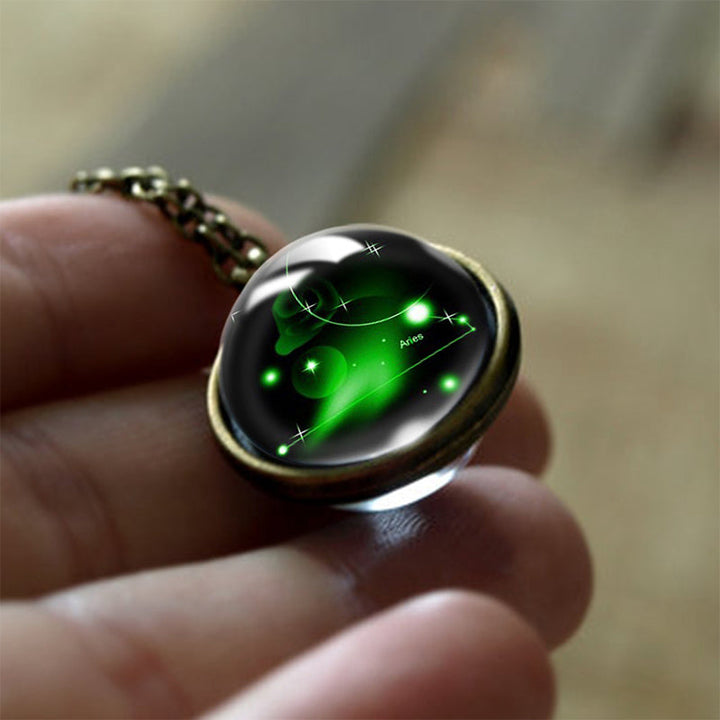 Glass 12 Zodiac Sign Protective Pendant - Sofia-Aries-Nora Luxe