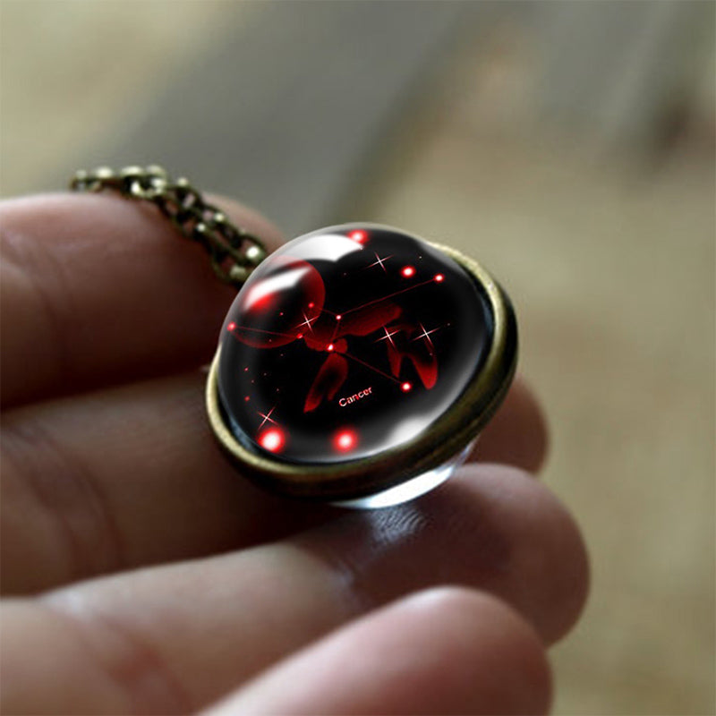 Glass 12 Zodiac Sign Protective Pendant - Sofia-Cancer-Nora Luxe