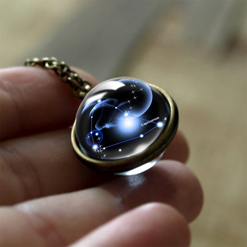 Glass 12 Zodiac Sign Protective Pendant - Sofia-Capricorn-Nora Luxe