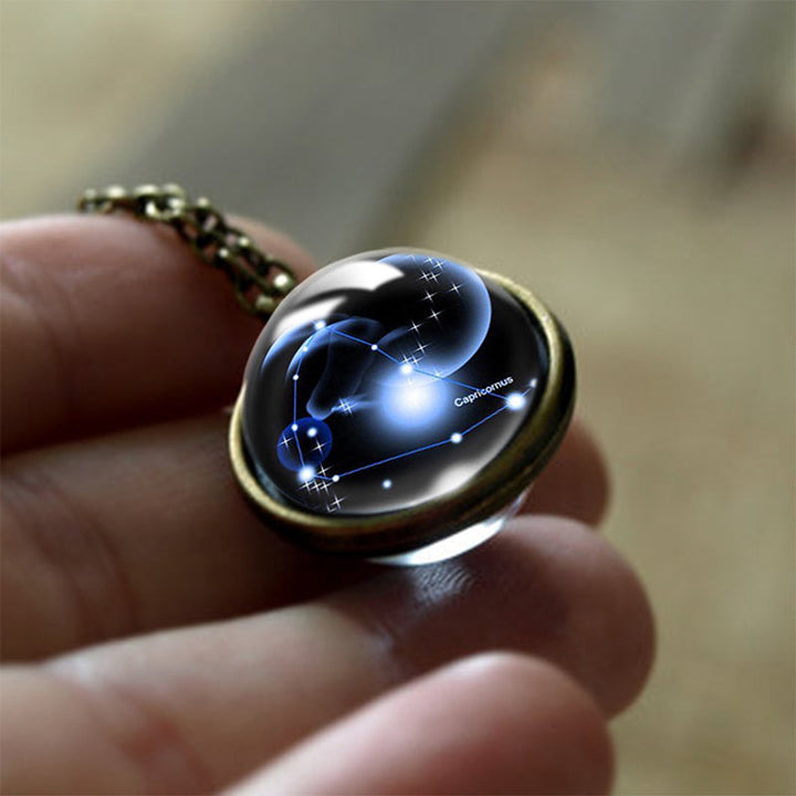 Glass 12 Zodiac Sign Protective Pendant - Sofia-Capricorn-Nora Luxe