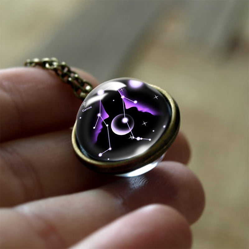 Glass 12 Zodiac Sign Protective Pendant - Sofia-Gemini-Nora Luxe