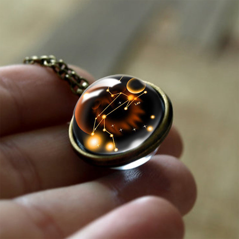 Glass 12 Zodiac Sign Protective Pendant - Sofia-Leo-Nora Luxe