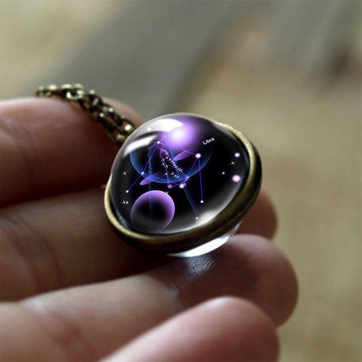 Glass 12 Zodiac Sign Protective Pendant - Sofia-Libra-Nora Luxe