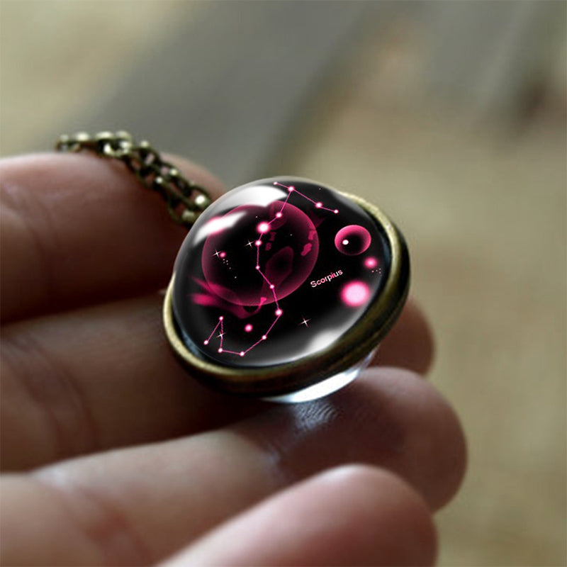 Glass 12 Zodiac Sign Protective Pendant - Sofia-Scorpio-Nora Luxe