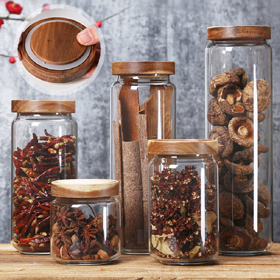 Glass Airtight Kitchen Storage Jar - LunaSeal-450ML-Nora Luxe