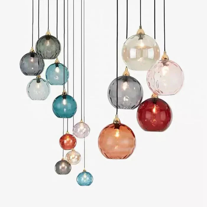Glass Ball Pendant Lamp - LumiSphere-Rose Fire-Cold White-Nora Luxe