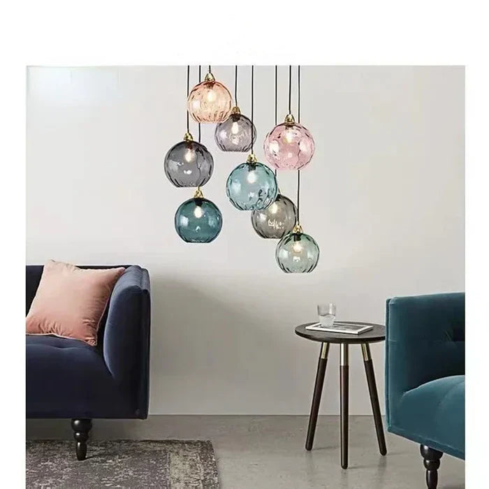 Glass Ball Pendant Lamp - LumiSphere-Rose Fire-Cold White-Nora Luxe