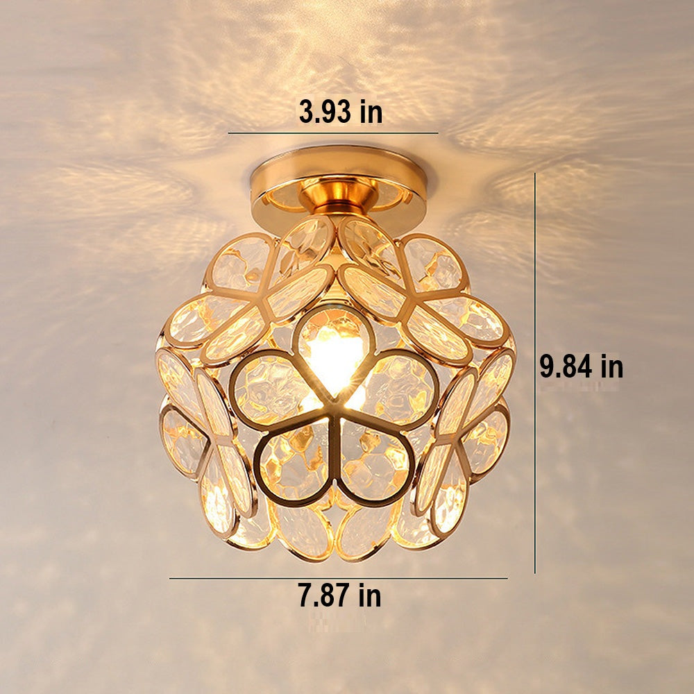 Glass Flower Ceiling Lamp - FloraGlow-Green-D 7.9 inches * H 9.8 inches-Nora Luxe