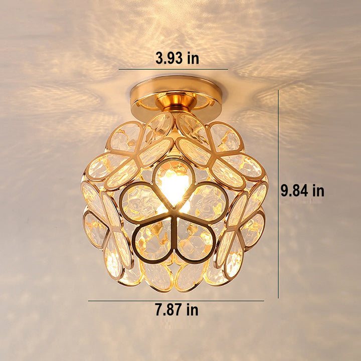 Glass Flower Ceiling Lamp - FloraGlow-Green-D 7.9 inches * H 9.8 inches-Nora Luxe