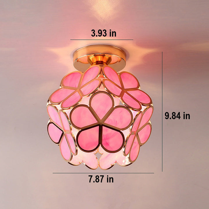 Glass Flower Ceiling Lamp - FloraGlow-Green-D 7.9 inches * H 9.8 inches-Nora Luxe