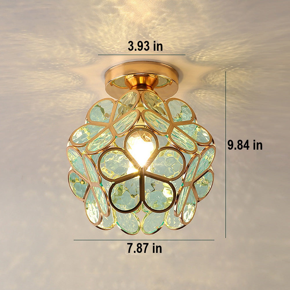 Glass Flower Ceiling Lamp - FloraGlow-Green-D 7.9 inches * H 9.8 inches-Nora Luxe