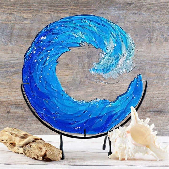 Glass Sculpture of Ocean Wave - AquaWave-Small - 5 in-Nora Luxe