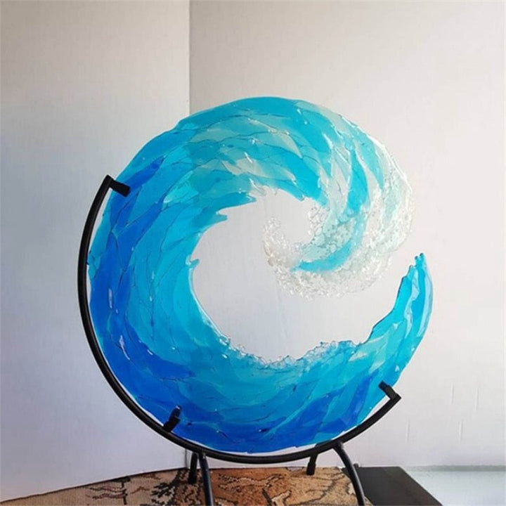 Glass Sculpture of Ocean Wave - AquaWave-Small - 5 in-Nora Luxe